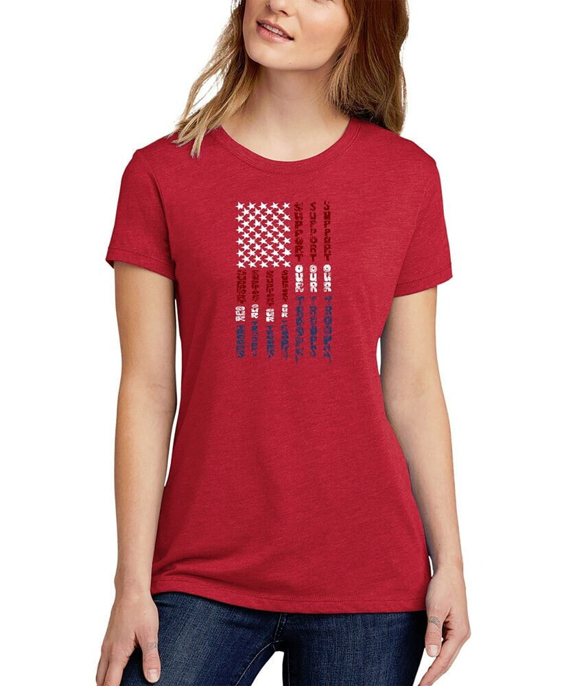 LA Pop Art women's Premium Blend Support Our Troops Word Art T-shirt