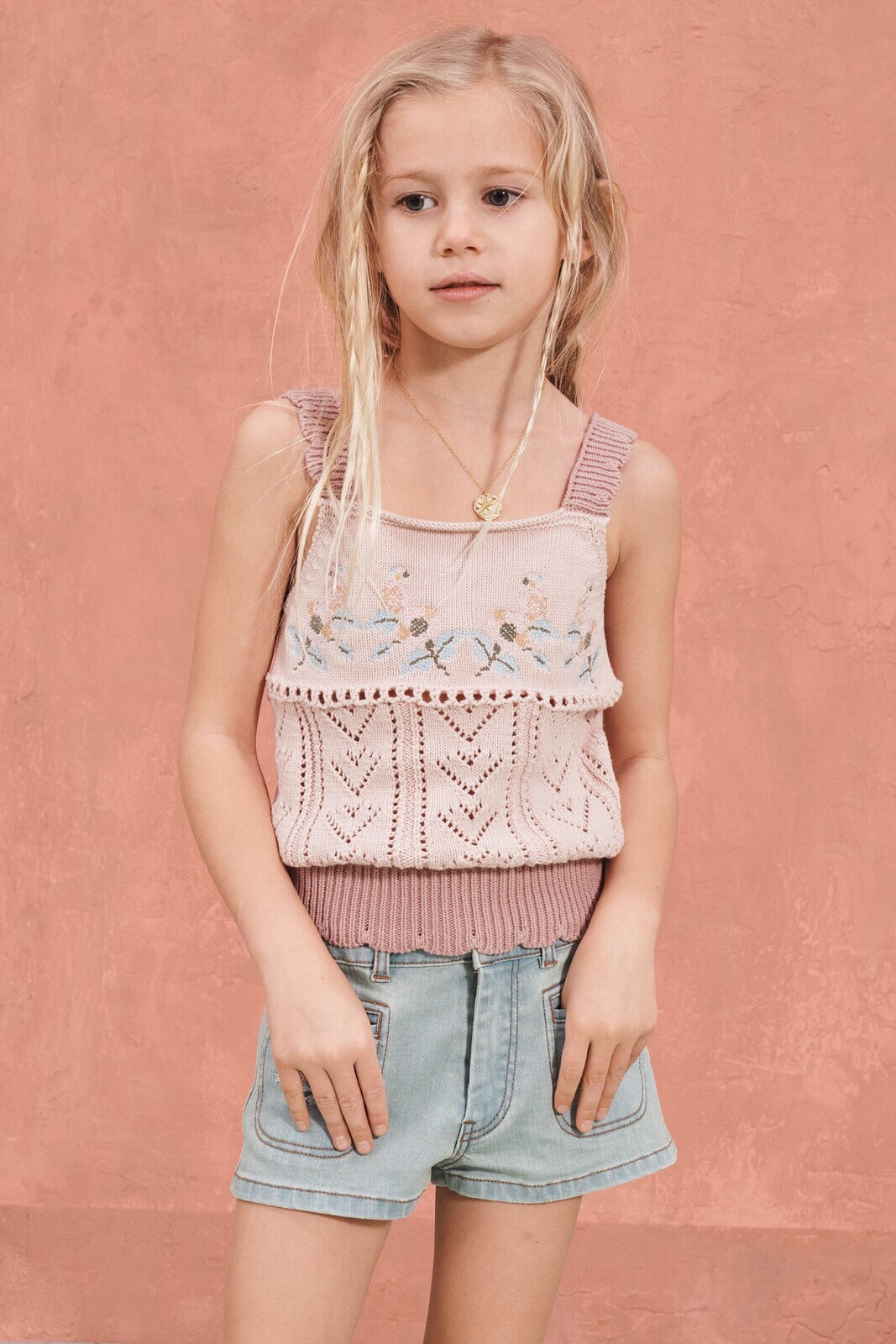 Knit top with floral embroidery - limited edition