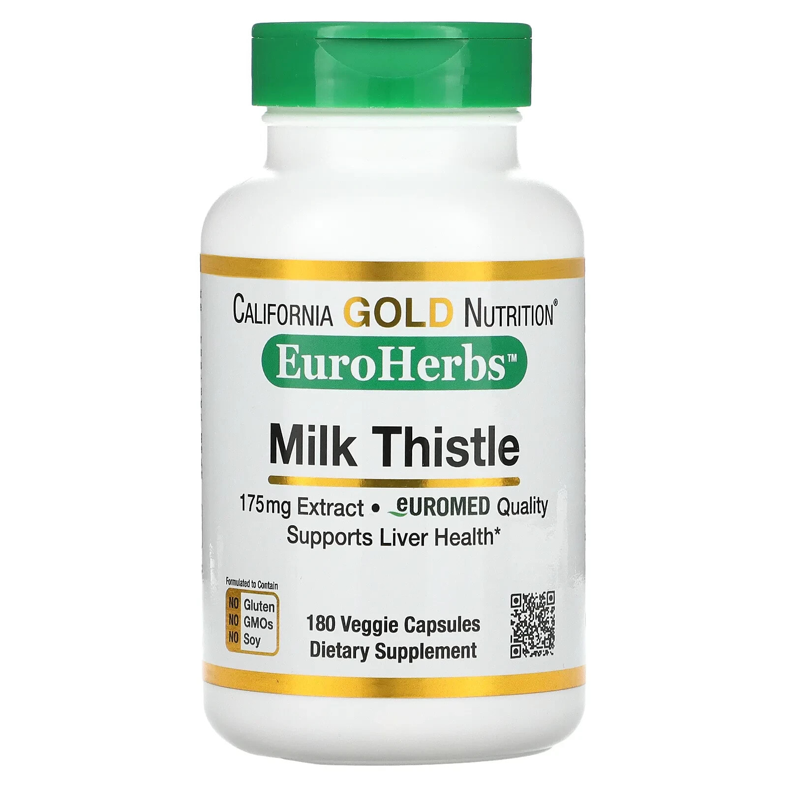 California Gold Nutrition, EuroHerbs, экстракт расторопши, европейское качество, 175 мг, 60 растительных капсул