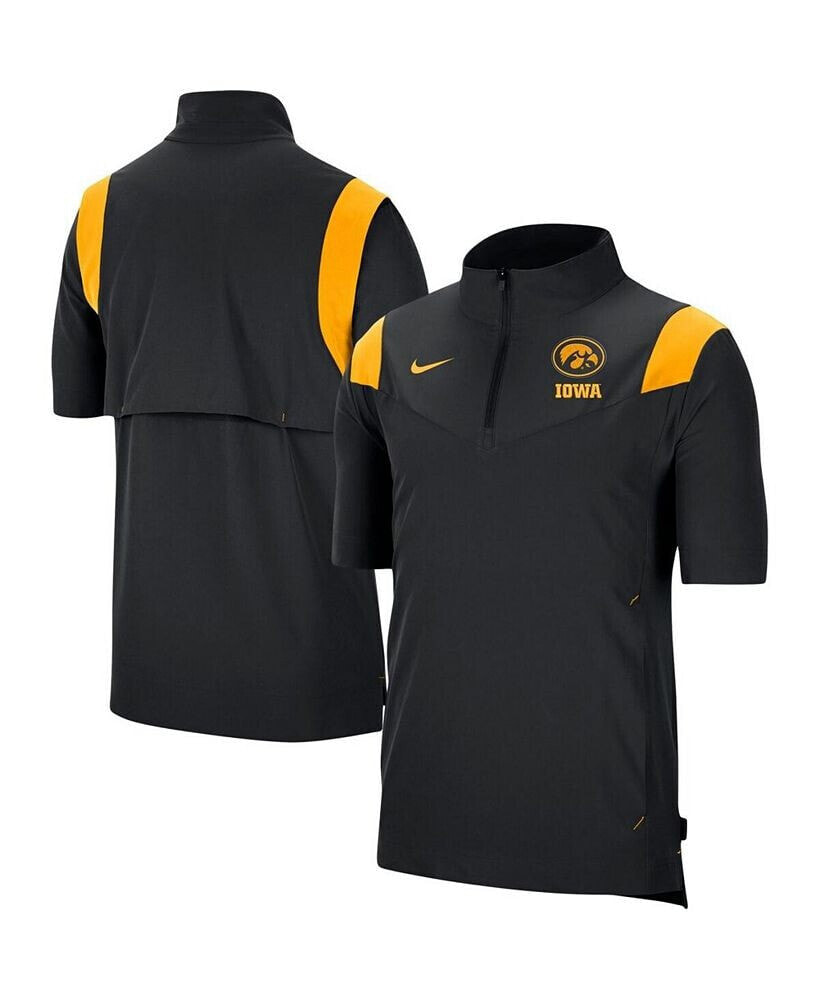 Nike men's Black Iowa Hawkeyes Coach Short Sleeve Quarter-Zip Jacket