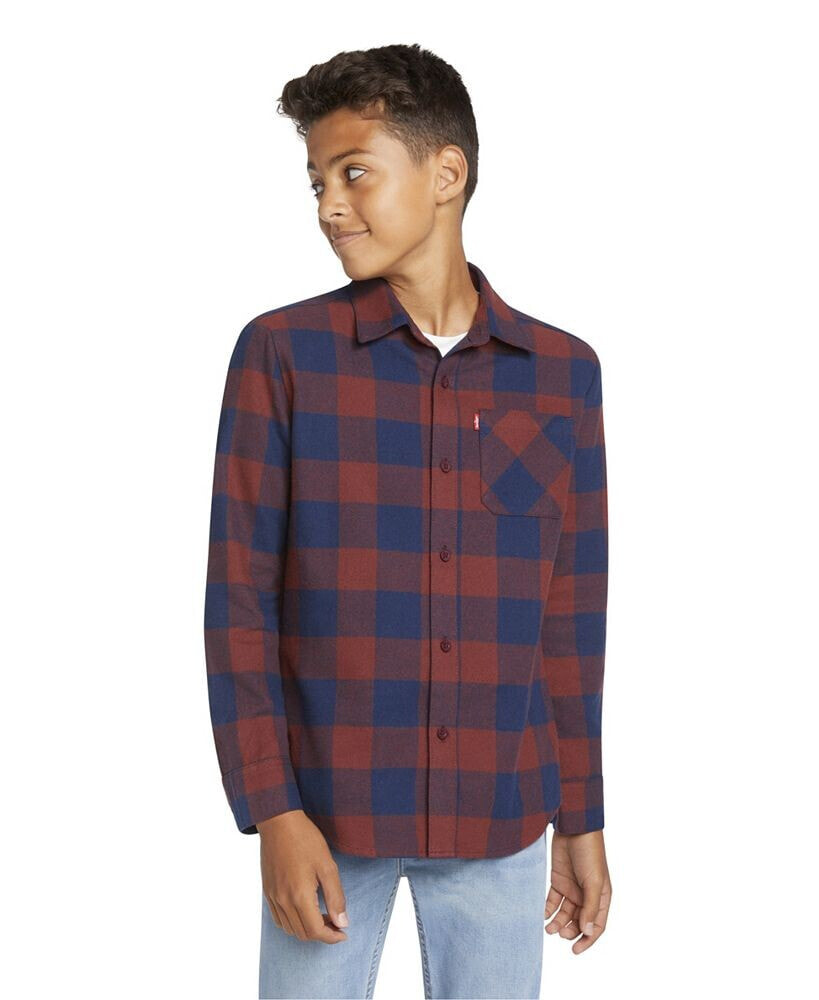 Levi's big Boys Plaid Flannel Pocket Shirt