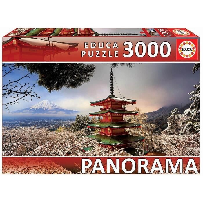 Пазл Educa, с изображением Япония.Гора Фудзи и пагода Чурейто 3000 деталей