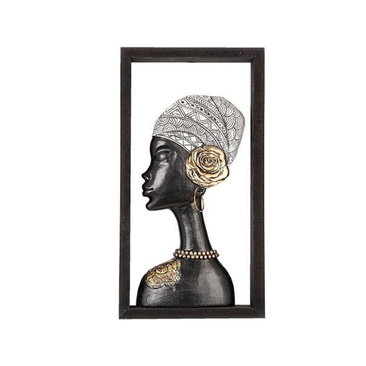 Bust Romimex Brown Resin Lady Hat 20 x 38 x 6 cm With frame