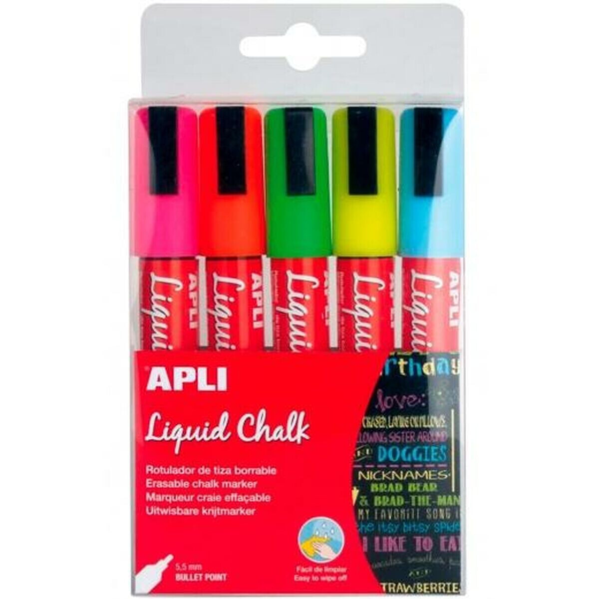 Set of Felt Tip Pens Apli Whiteboard Multicolour