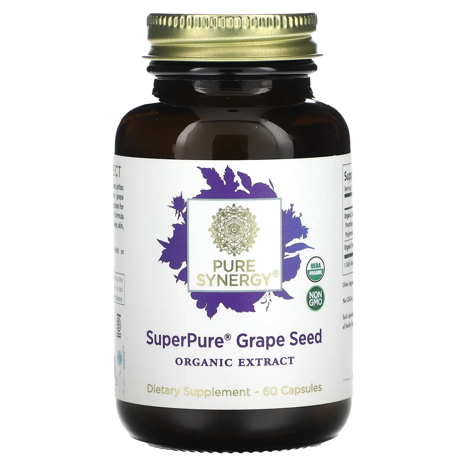 Pure Synergy, Super Pure Grape Seed, Organic Extract, 60 Capsules