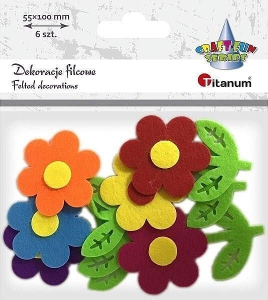 Декоративный элемент или материал для детского творчества Titanum Filcowe kwiaty 3D 55x100mm mix 6szt