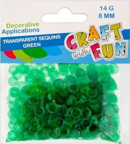 Craft with Fun CF SEQUINS TRANSPARENT BUTTON 8MM GREEN 40/400