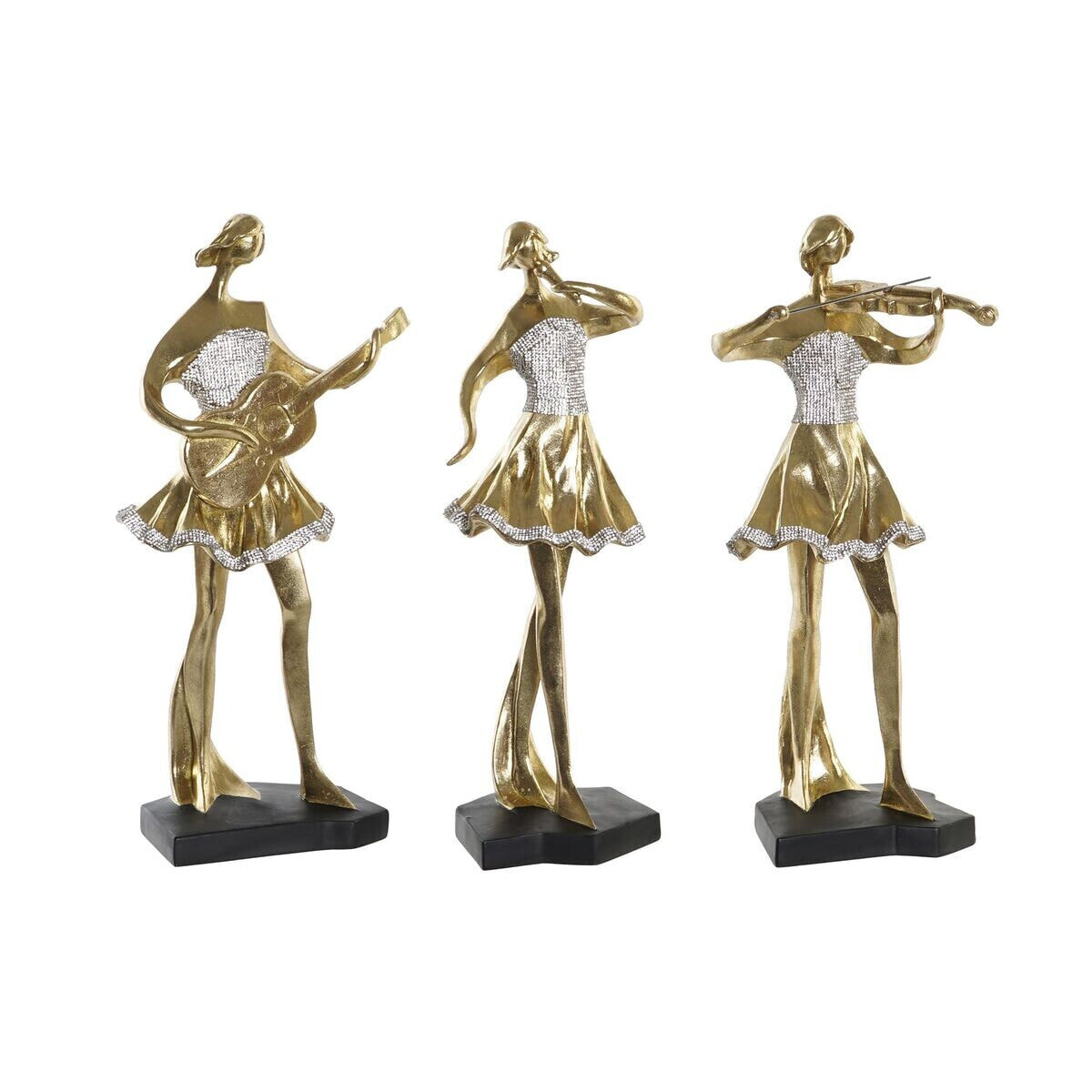 Decorative Figure DKD Home Decor Music 20 x 12 x 41,5 cm Ballerina Golden Romantic (3 Units)