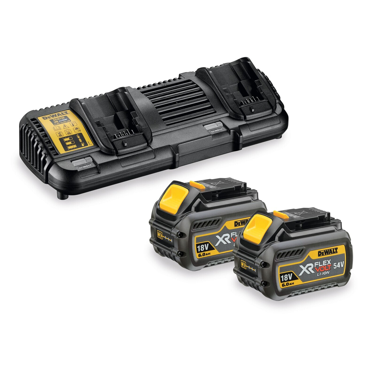 DeWalt FlexVolt Starter-Set 2x Akku 54V /108 Wh (6,0 Ah) + Lader DCB 132