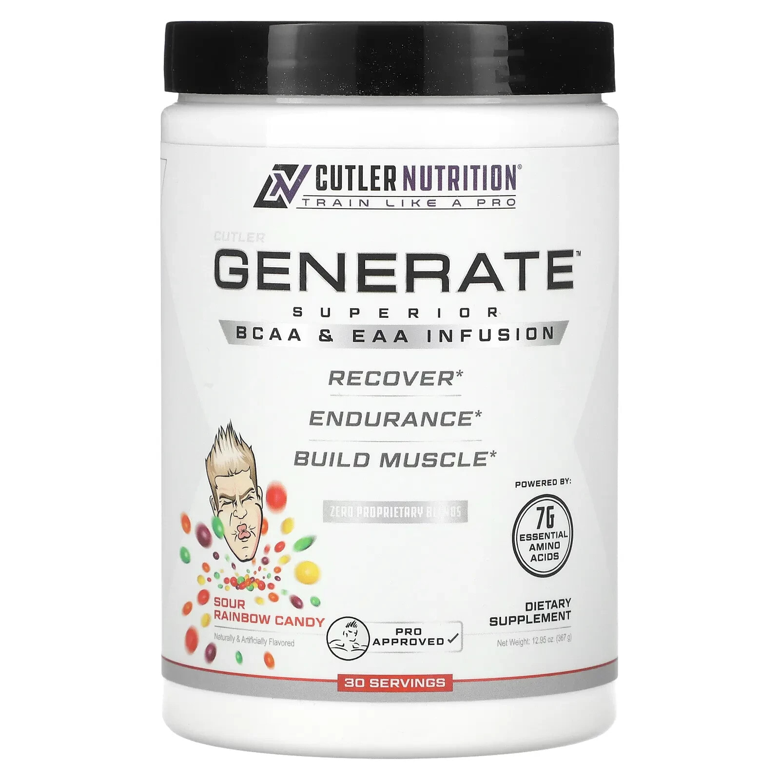 Cutler Nutrition, Generate, Superior BCAA & EAA Infusion, радужные конфеты, 367 г (12,95 унции)