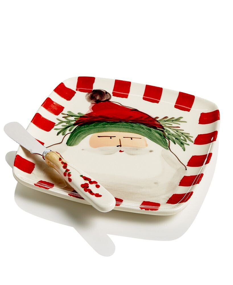 VIETRI old St. Nick 2-Pc. Square Plate Set With Spreader