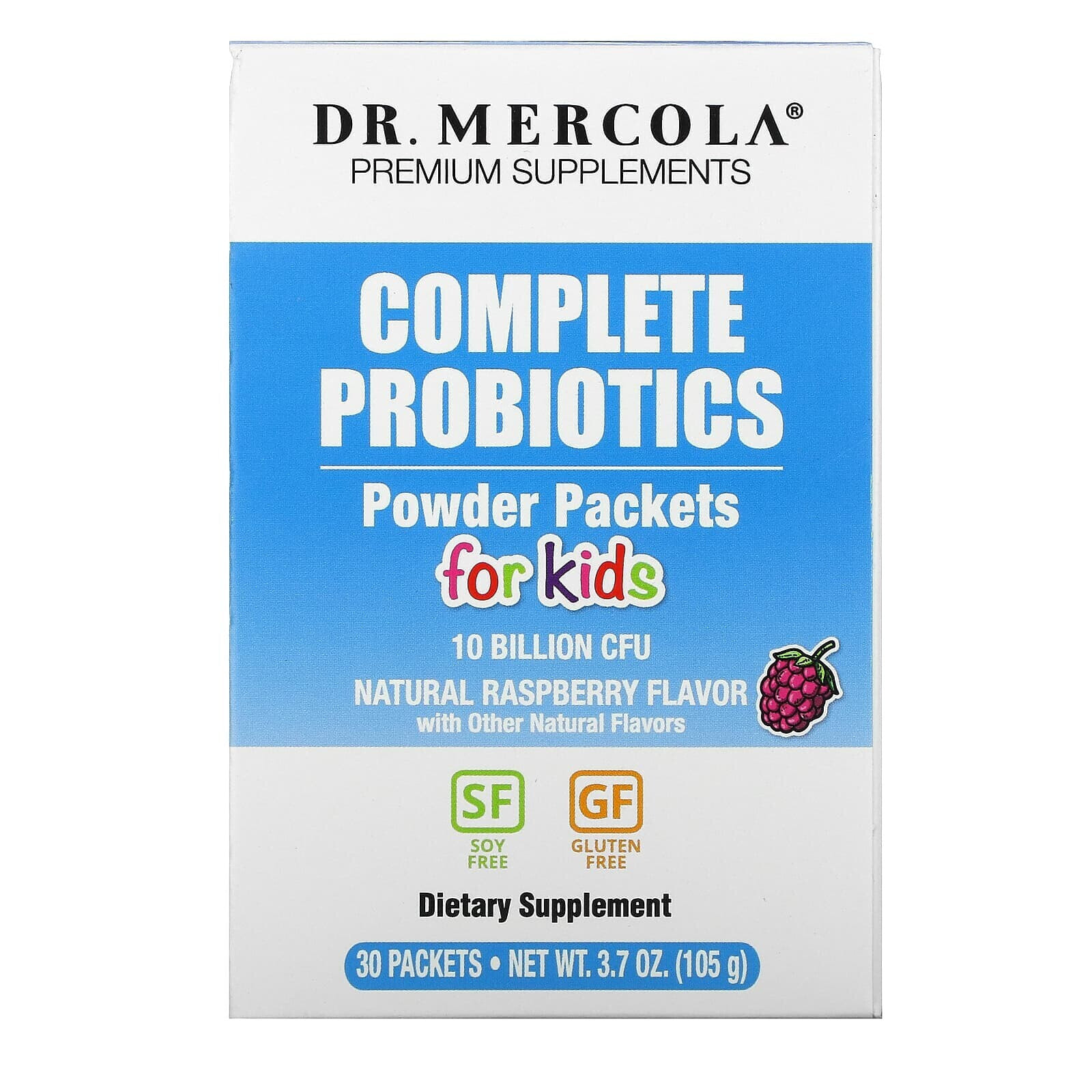 ДР. Меркола, комплекс пробиотиков для детей в виде порошка в пакетиках, натуральный малиновый вкус, 10 млрд КОЕ, 30 пакетиков, по 3,5 г (0,12 унции) каждый