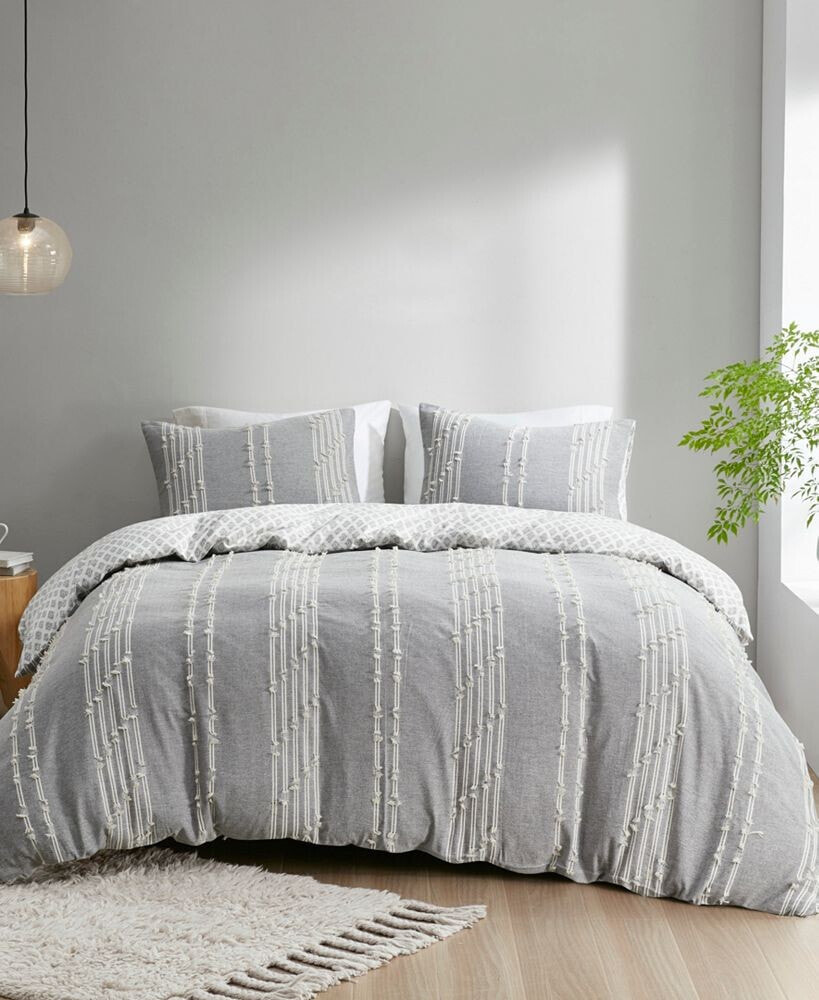 INK+IVY kara Jacquard 3-Pc. Duvet Cover Set, King/California King