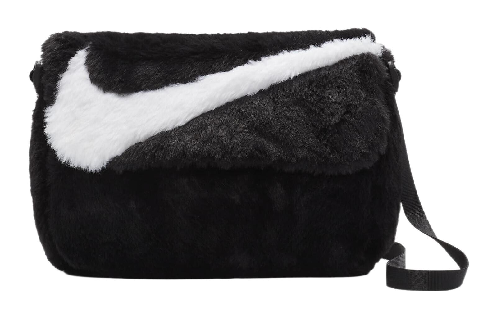 Nike Sportswear Futura 365 Faux Fur Crossbody Bag 1L Black/Black/White