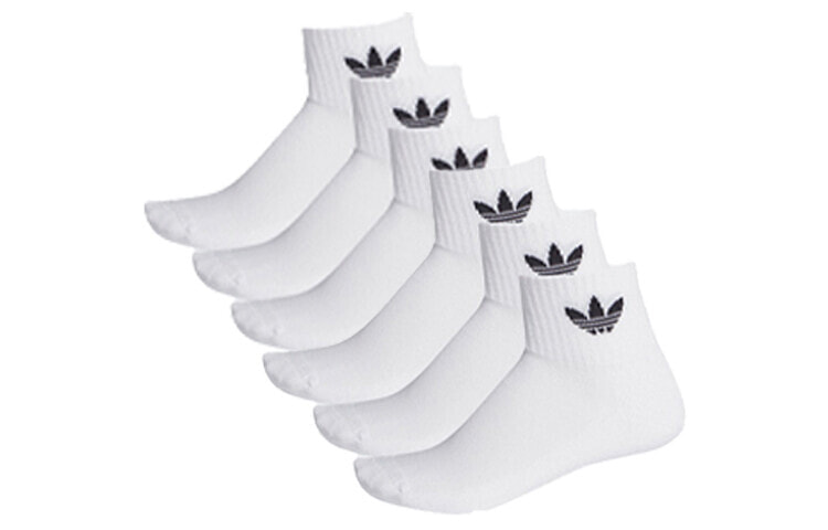 adidas originals三叶草 Logo中筒简约运动篮球袜 情侣款 组合装 白色 / Лингерия Adidas originals Logo FT8529