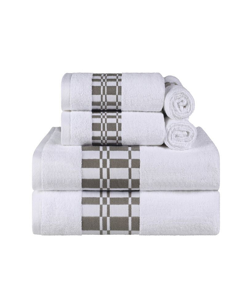 Superior larissa Geometric Embroidered Jacquard Border Cotton 4-Pc. Bath Towel Set