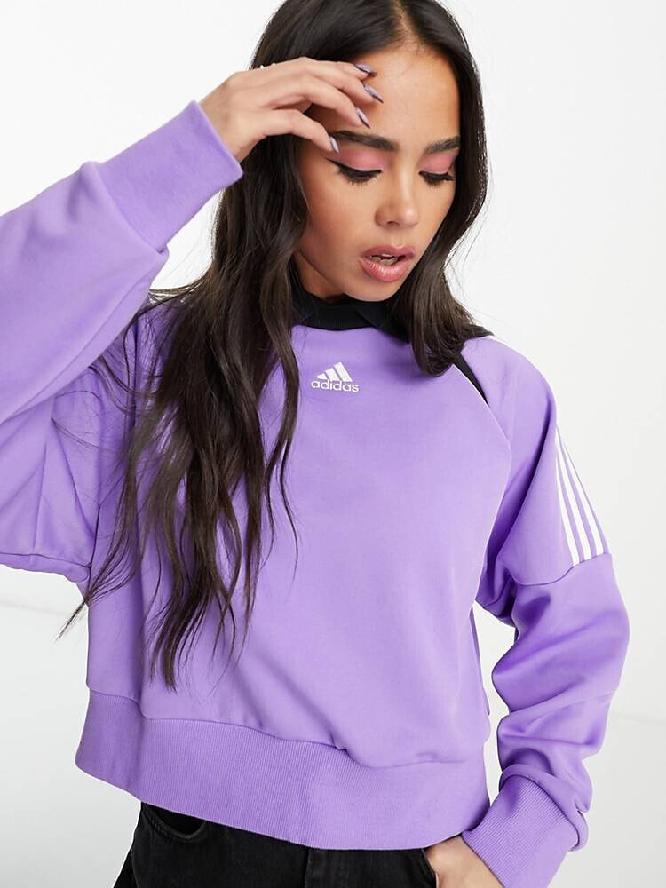 adidas Sportswear – House of Tiro – Sweatshirt in Lila mit Kragen