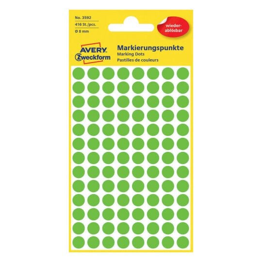 Avery Zweckform Avery 3592 - Green - Circle - Paper - 8 mm - 416 pc(s) - 104 pc(s)