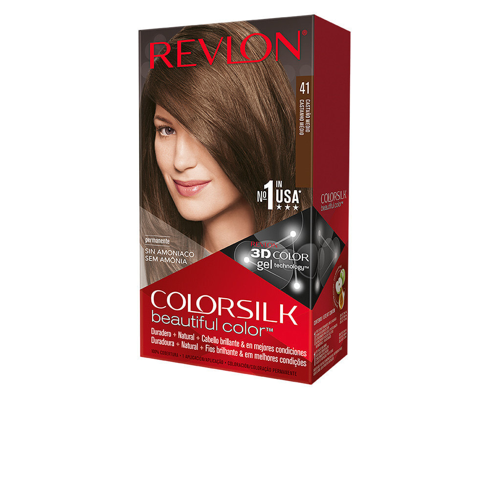 Revlon ColorSilk Beautiful Color No. 41  Стойкая краска для волос без аммиака, оттенок средне-каштановый