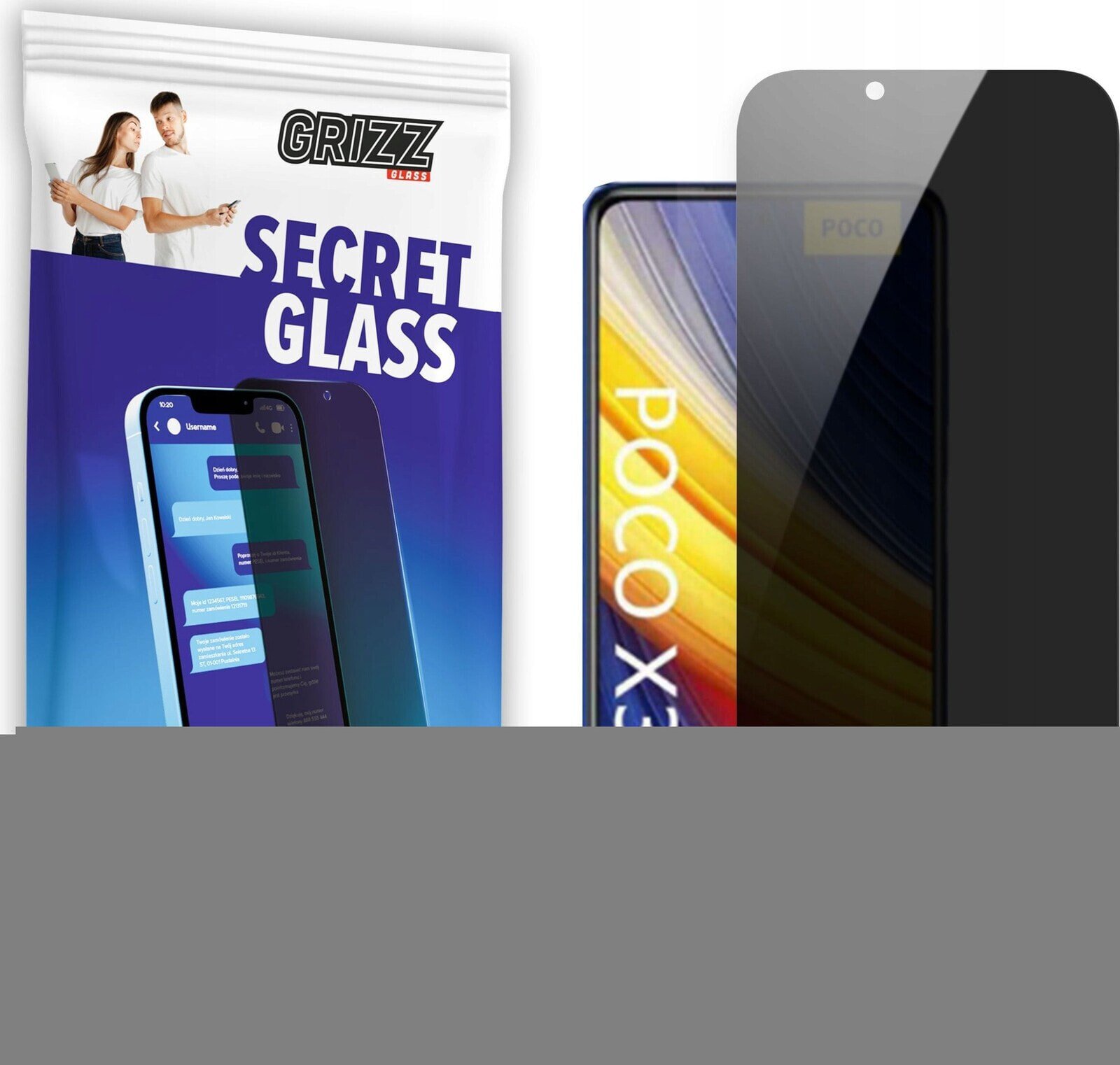 GrizzGlass Szkło prywatyzujące GrizzGlass SecretGlass do Xiaomi POCO X3 Pro