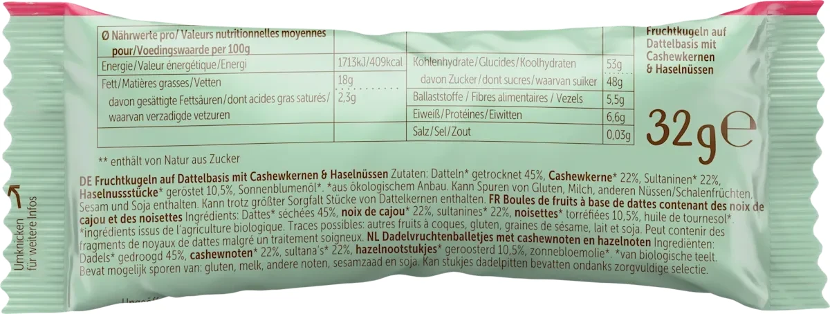My Raw Date Nuss, vegan, 32 g