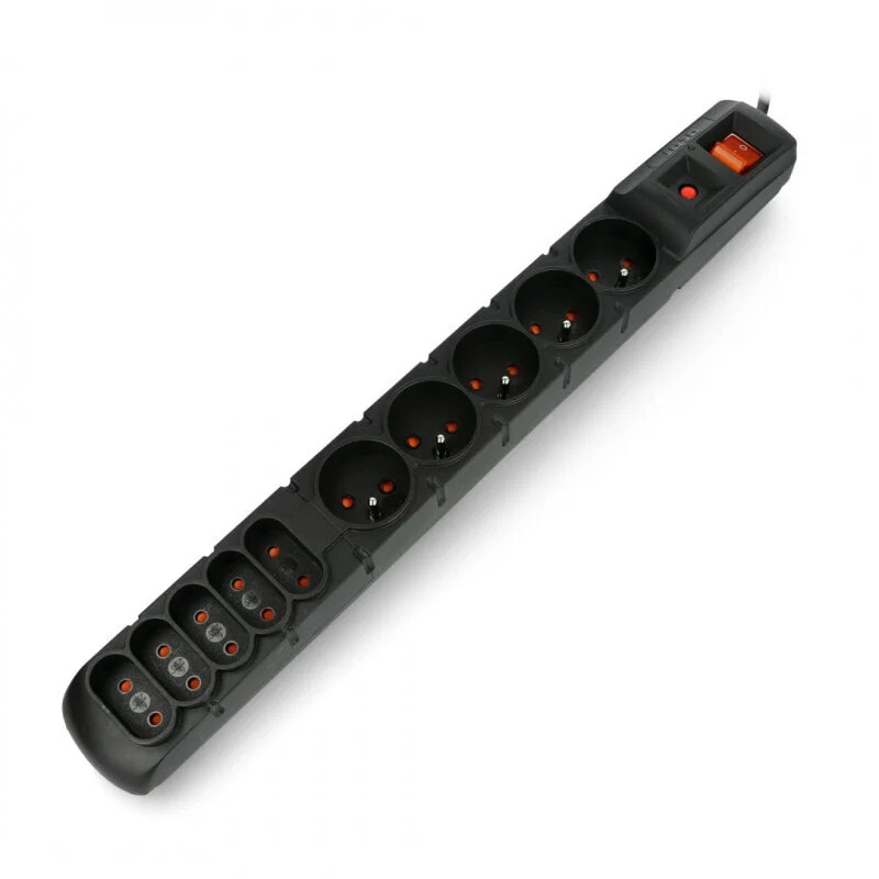 Power strip with protection Acar S10 black - 10 sockets - 1,5m