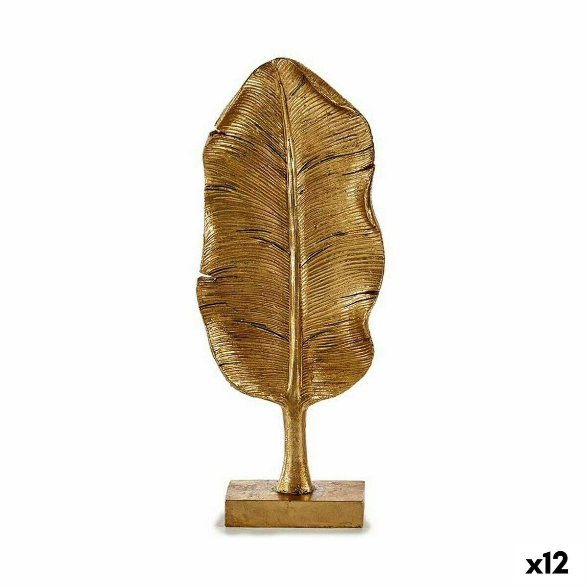 Декоративная фигура Лист растения Позолоченный 6,5 x 33,3 x 10 cm (12 штук)