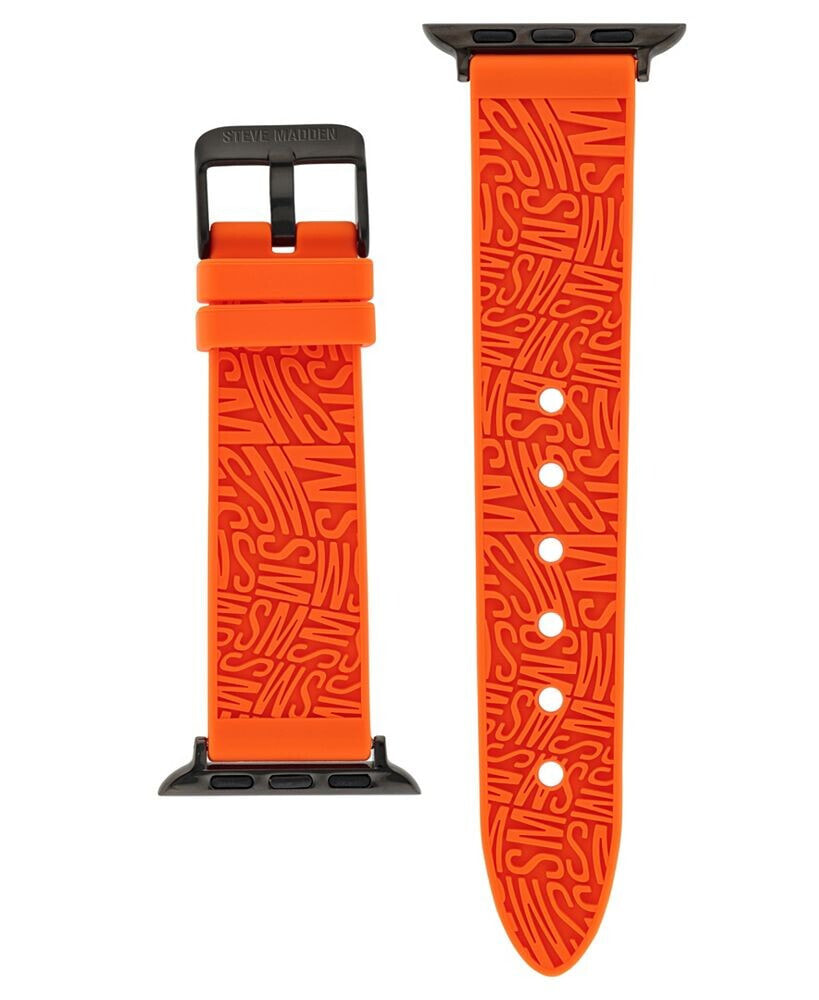 Steve Madden women's Orange Silicone Debossed Swirl Logo Band Compatible with 42/44/45/Ultra/Ultra 2 Apple Watch