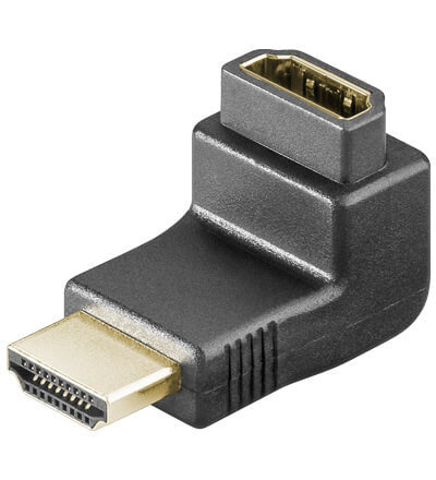 Разъем Goobay HDMI F/M 90° SB. Разъем 1: HDMI, Разъем 2: HDMI, Покрытие контактов разъема: Золото. Цвет товара: Черный