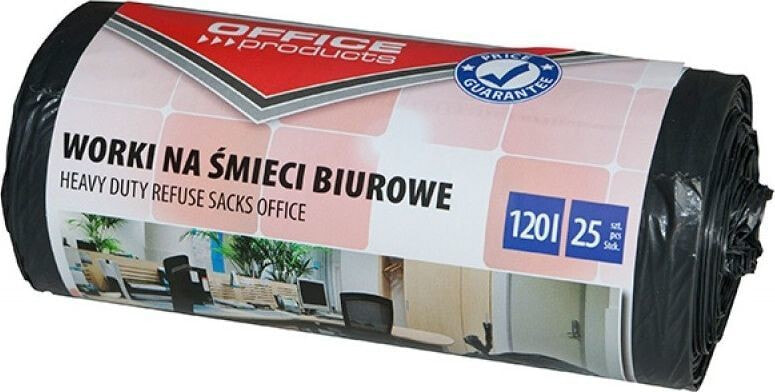 Office Products Worki na śmieci biurowe OFFICE PRODUCTS, mocne (LDPE), 120l, 25szt., czarne
