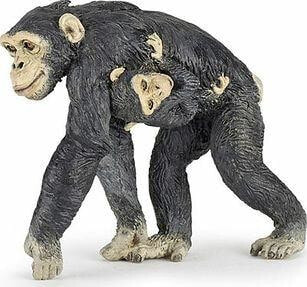 Figurine of Papo Chimpanzee with a young