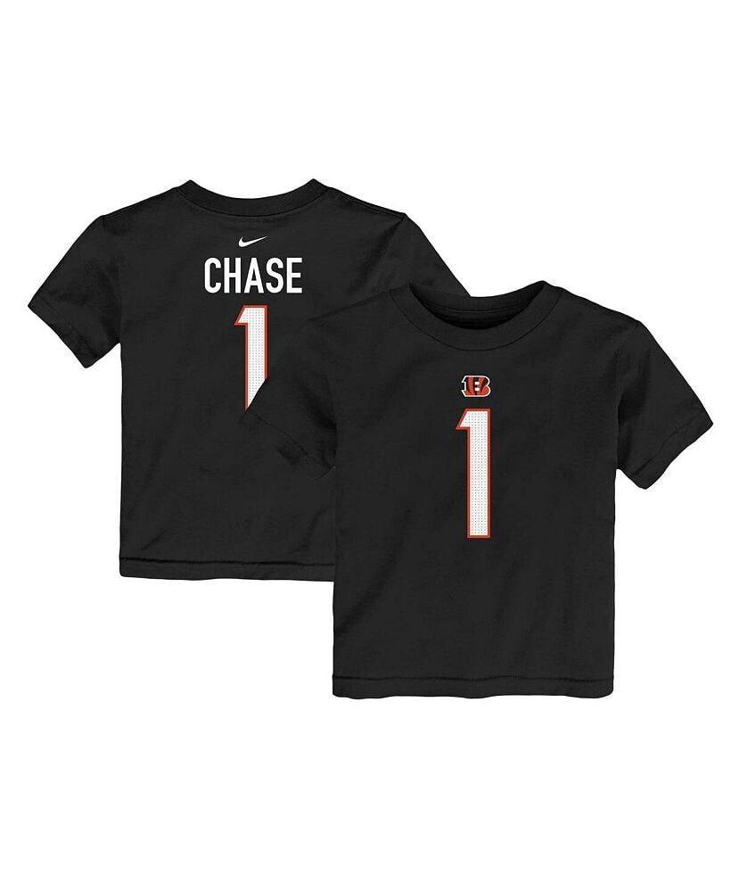 Nike toddler Boys and Girls Ja'Marr Chase Black Cincinnati Bengals Player Name and Number T-shirt