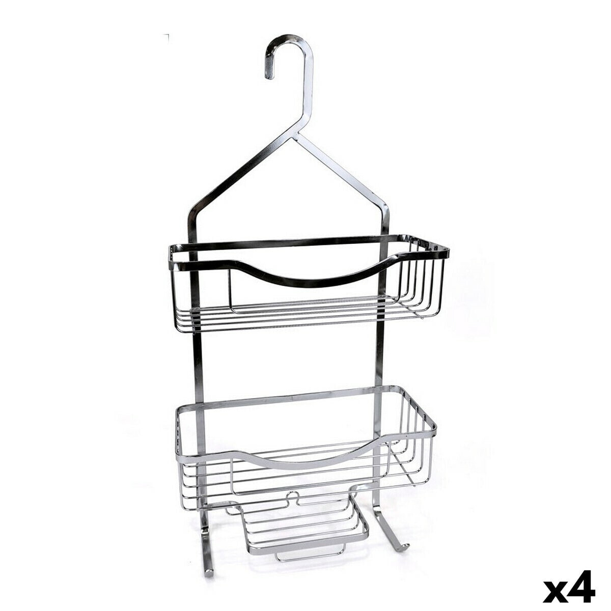 Shower Hanger Confortime Chromed Aluminium Silver 27,5 x 12,5 x 63 cm (4 Units)