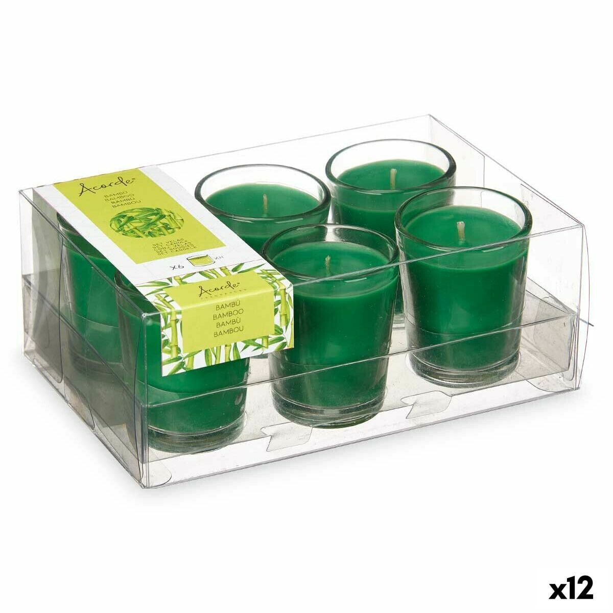 Scented Candle Set 16 x 6,5 x 11 cm (12 Units) Glass Bamboo