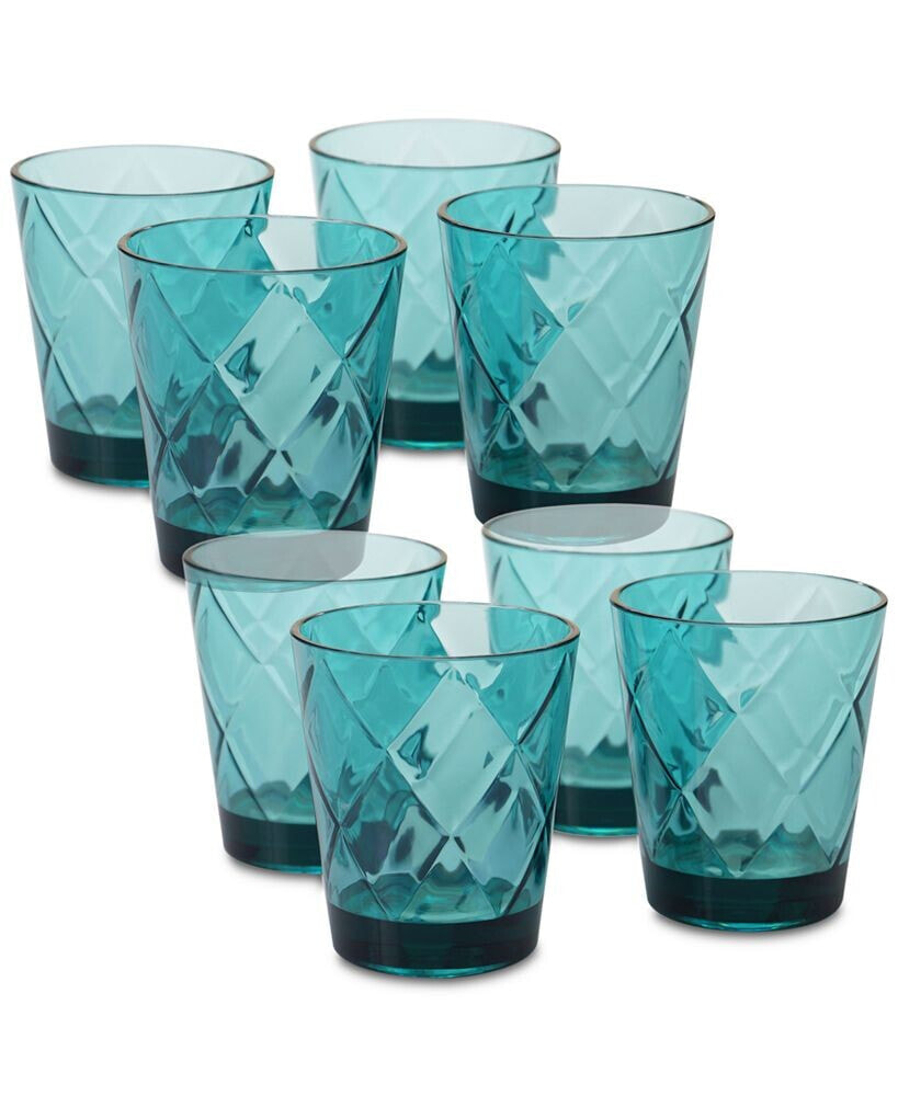 Certified International teal Diamond Acrylic 8-Pc. Double Old Fashioned Glass Set