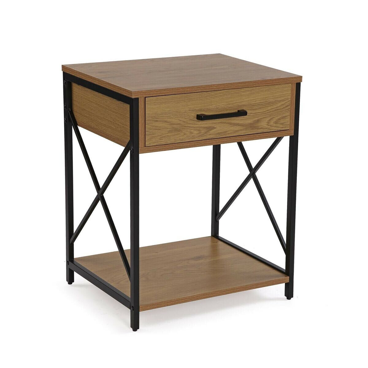 Nightstand Versa Black PVC Wood Metal 40 x 60 x 48 cm