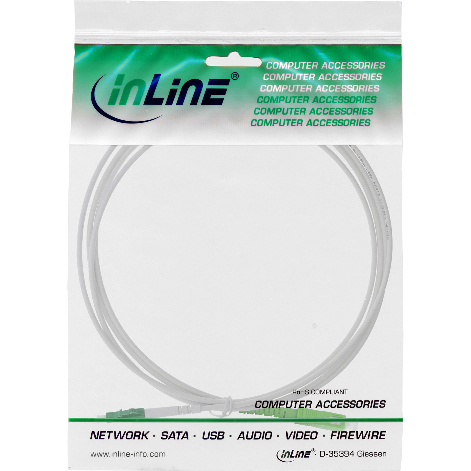InLine Fiber Optical Simplex Cable - FTTH - LC/APC8° to SC/APC8° 9/125µm OS2 10m