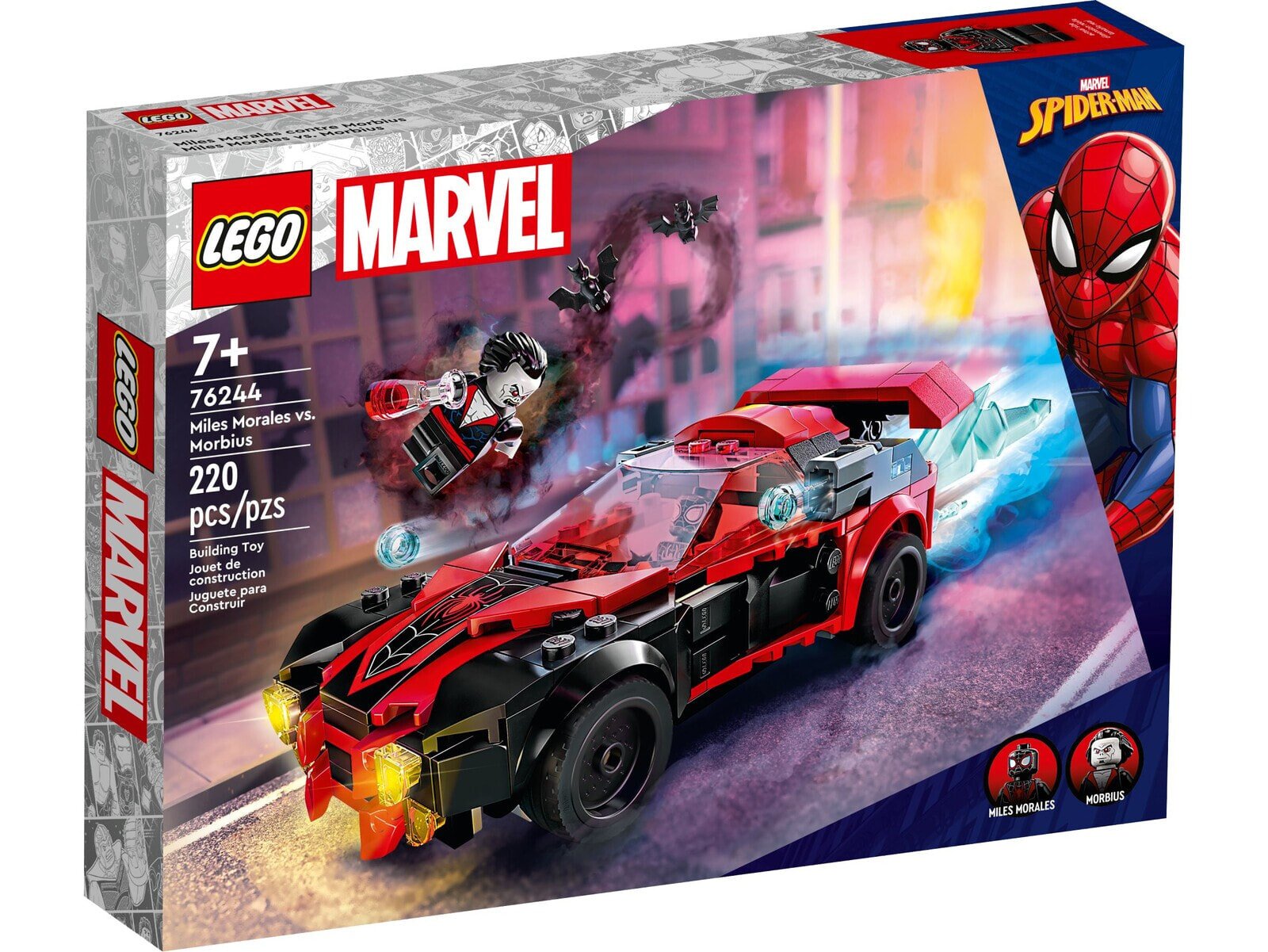 Lego Marvel 76244 Meilen Morales Vs. Morbius, Superheldenspielzeug, Spider-Man, Rennwagen