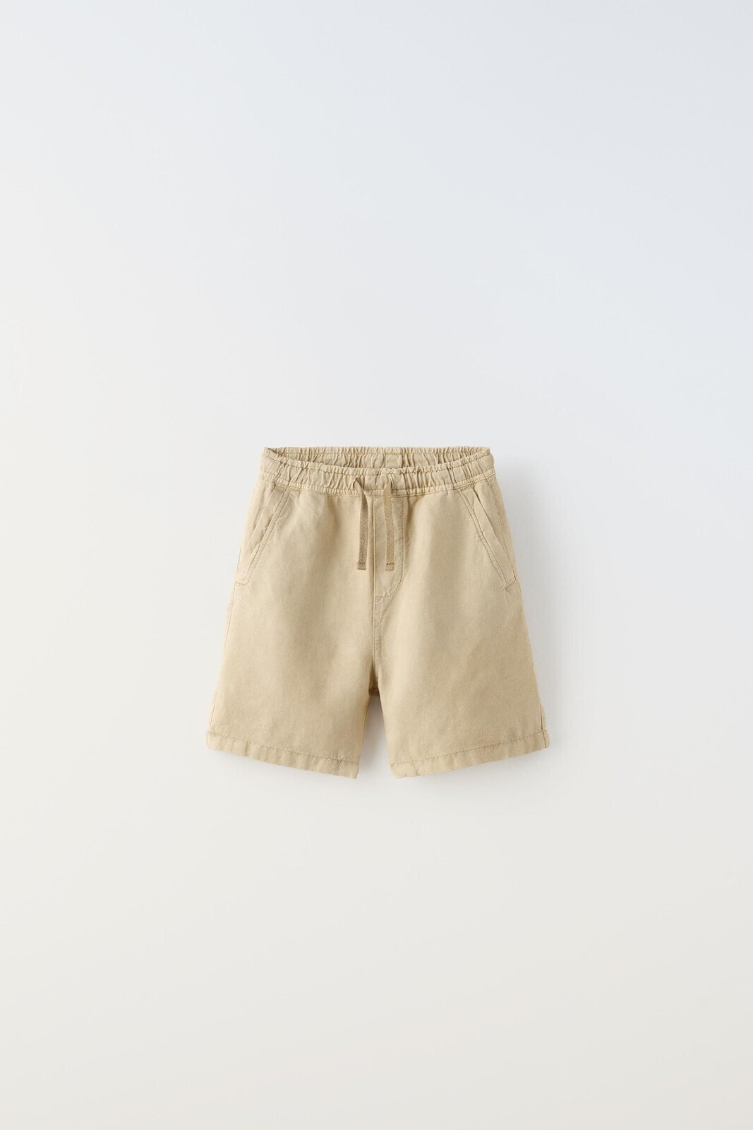Faded-effect linen blend bermuda shorts