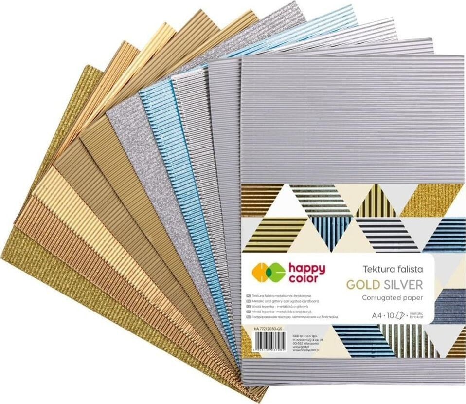 Happy Color Corrugated A4 cardboard Mix gold / silver 10 sheets