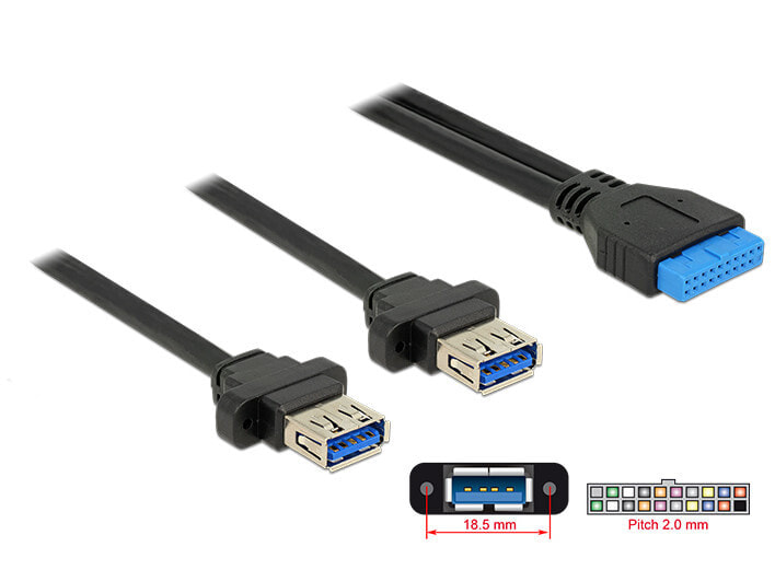 DeLOCK 85244 кабельный разъем/переходник USB 3.0 Черный