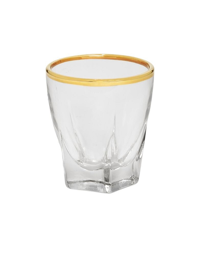 Classic Touch 3 Oz Liquor Glasses with Colored Rim, Set of 6