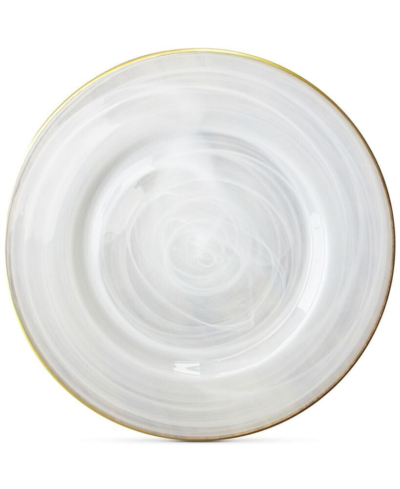 Jay Import Alabaster Glass Charger Plate With Gold-Tone Rim