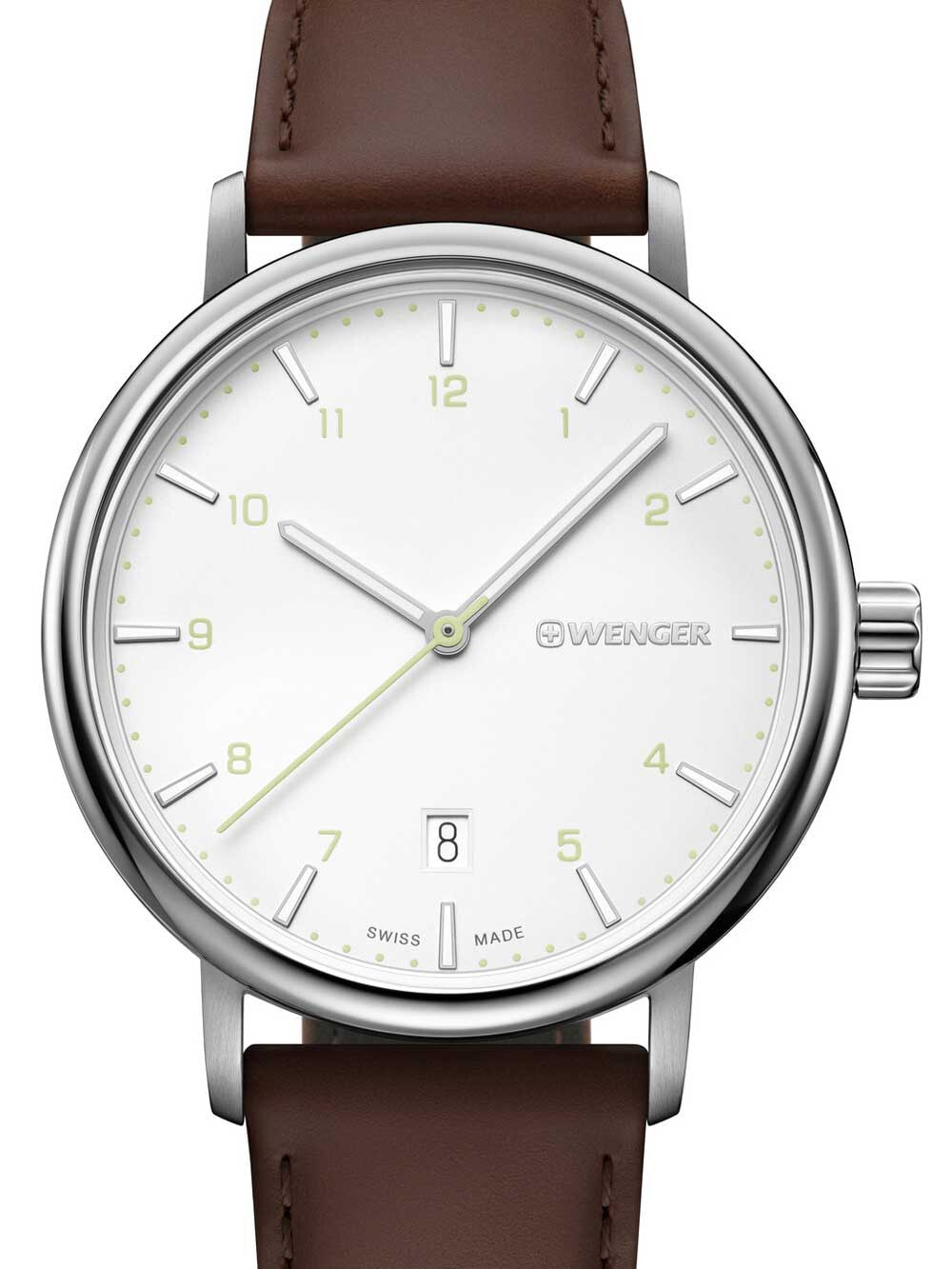 Мужские наручные часы с коричневым кожаным ремешком  Wenger 01.1731.117 Urban Classic mens 40mm 10 ATM