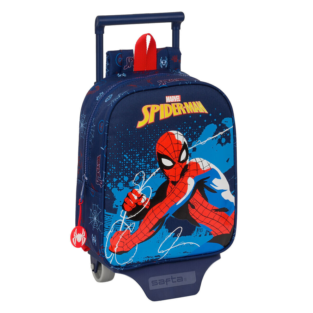 School Rucksack with Wheels Spider-Man Neon Navy Blue 22 x 27 x 10 cm