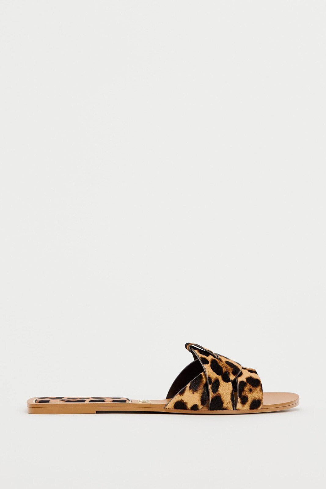 Animal print leather flat sandals