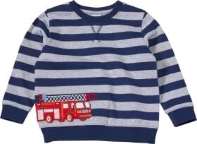 Sweatshirt mit Feuerwehrauto-Applikation, blau, Gr. 104, 1 St