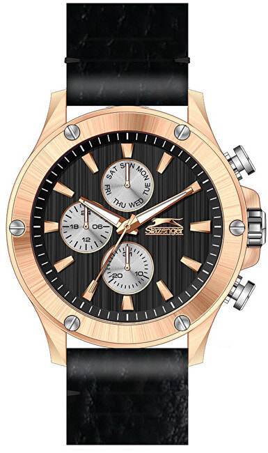 Мужские наручные часы с черным кожаным ремешком Slazenger SL.09.6019.2.03