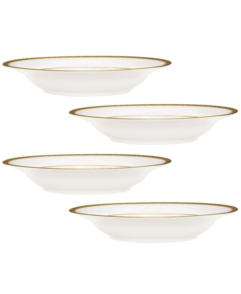 Noritake charlotta Gold Set of 4 Rim Soup Bowls, Service For 4