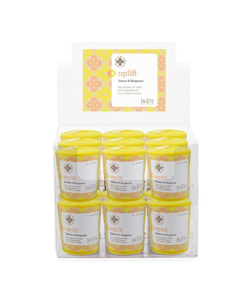 ROOT CANDLES seeking Balance Votive Uplift-Lemon Bergamont Set, 18 Piece